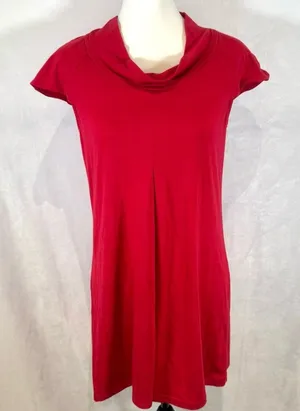 Red go go style pleated mini dress size medium thumbnail 1