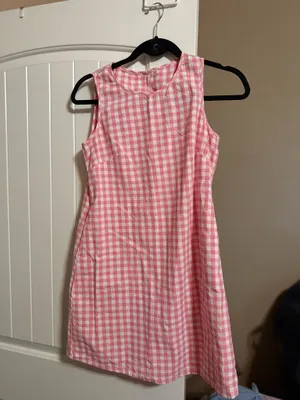 Pink Gingham Cotton Mini Dress Size XS thumbnail 2
