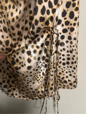 Zara Satin Effect Animal Print Side Tie Sleeveless Top Size XS New Blogger Trend thumbnail 4