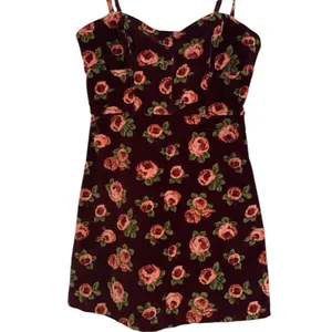 Urban Outfitters Red Rose Corduroy Velour Bustier Mini Dress EUC thumbnail 3