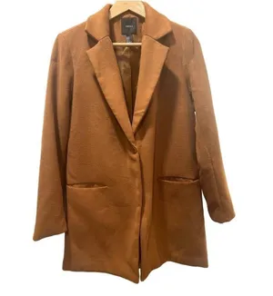 Womens Fall Minimalist Tan Dress Coat Jacket M Forever21 thumbnail 1