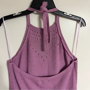 Ultra Flirt Crochet Knit Tie Halter Neck Dress‎ Junior Size XL Pink Purple Color thumbnail 11