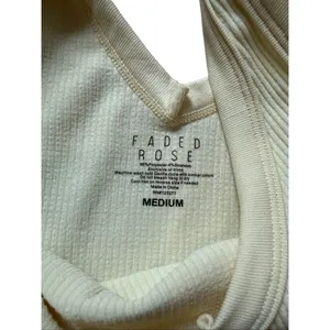 Faded Rose Yellow Vneck Ribbed Crop Tank Top Medium thumbnail 2