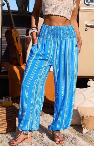 Cupshe Ocean Blue Striped Wide-Leg Harem Pants thumbnail 1