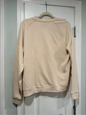 NWOT Maeve Anthropologie Size XL Dog Gift Bow Graphic Sweatshirt Beige Gold thumbnail 7