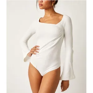 Free People On A Cloud Bodysuit Ivory Hippie Boho Bell Sleeve Size Medium thumbnail 1