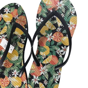 Old Navy Women's Black-Strap Flip Flops with Citrus Floral Print Sz 7 New thumbnail 2