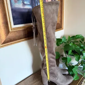 Marc Fisher LTD Alina OTK Boots Womens 10 Taupe Block Heel Cottagecore Soft Girl thumbnail 5