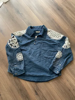 Free People Washed and Crafted Crochet Polo- Size Small thumbnail 4