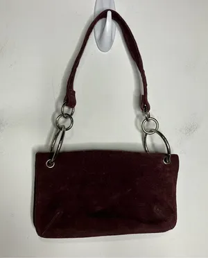 Y2K Wilson leather maxima deep purple plum suede leather shoulder bag 8.5”x4.75” thumbnail 1