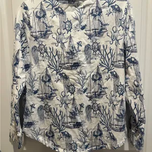 Vera Bradley‎ 3/4 zip shirt nautical blue white small thumbnail 6