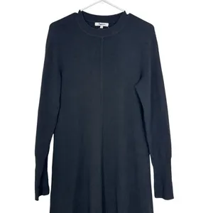 Madewell‎ Black Merino Wool Blend Ribbed Long Sleeve Midi Sweater Dress Size L thumbnail 4