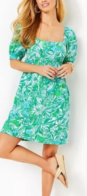 New Botanical Green Safari Sangria Delaney Dress Size 4 thumbnail 1