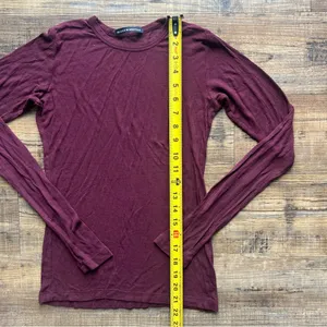 Brandy Melville Womens Burgundy Long Sleeve Shirt Soft Stretch One Size thumbnail 5