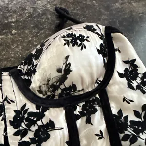 Lena Black Velvet Floral Cropped Bustier Top thumbnail 2