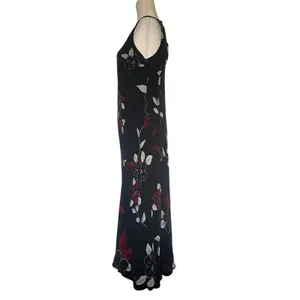 Vtg Y2K Maggy London 100% Silk Dress Sz 12 Asymmetric Maxi Goth Romantic Sheer thumbnail 4