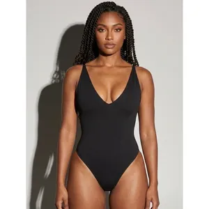 TA3 Hi Cut Plungey One Piece Swimsuit Small Regular Long NWT Black thumbnail 2