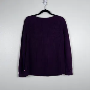 Tommy Hilfiger Womens Boat Neck Cable Knit Sweater‎ Purple Plum Sz M thumbnail 5