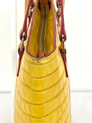 Dooney & Bourke Croco Embossed Sunburst Yellow Leather Lexington Shopper Tote thumbnail 9