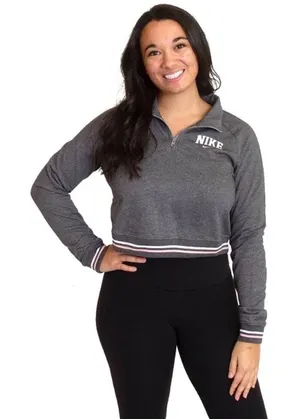 Nike Varsity Sleeve Half-ZIP Crop Jacket Pullover v6x thumbnail 1
