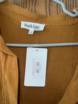Peach Love Mustard Button Up Dress thumbnail 3