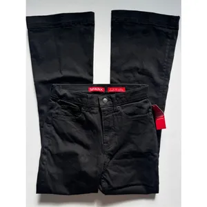 SPANX Skinny Britches Denim Flare Jeans Black Petite 6 NWT thumbnail 2