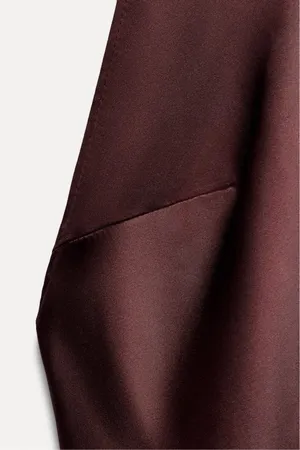 Zara maxi halter scarf satin Elegant Burgundy Brown Evening Wedding Dress thumbnail 17