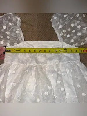 Lulu's White Puff Sleeve with Organza Floral Babydoll Mini Dress thumbnail 5