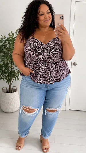 Torrid Cheetah Print Tank Pink Top thumbnail 1