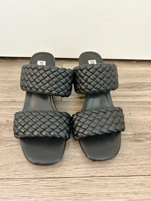 Steve Madden Daphnee Braided Black Block Heel Sandals Size 6 thumbnail 4