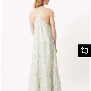 FRNCH Maxi White/Green/Blue Linen Sundress Summer Beach Boho Whimsical - Size M thumbnail 3