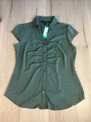 Montgomery Post Lilli Airette Blouse Green Medium NWT STITCH FIX thumbnail 5