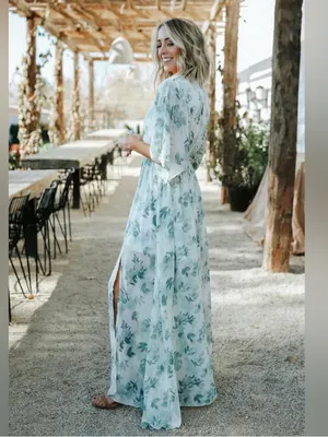 NWT Baltic Born Kia Kimono Maxi Dress Sage Floral M Romantic Coquette Fairycore thumbnail 3