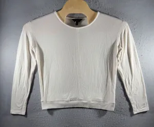 3224 | Banana Republic Soft Luxe Crew Neck Long Sleeve Top Ivory Women S thumbnail 1
