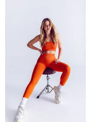 SET Active x Madelyn Cline Sculptflex Seamless Leggings Orange XS High Rise thumbnail 2