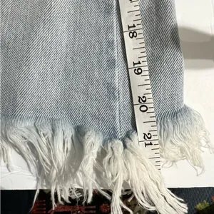 Retrofête Maeve Distressed Denim Mini Skirt Asymmetric Light Wash L thumbnail 8