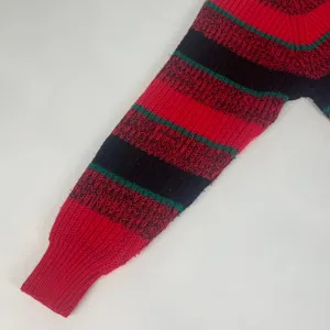 Vintage Striped Sweater Pullover Red Black Green Retro Hong Kong Bright Colorful thumbnail 13