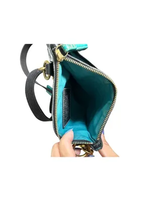 COACH Black Teal Adjustable Crossbody Bag thumbnail 3