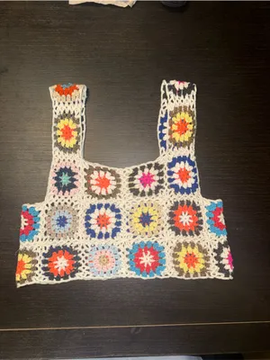 Bohemian Crochet Square Tank Top - Multi/White thumbnail 3