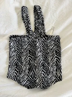 Free People Movement Flutter Kick Zebra Print Tank Top XS/S NWOT Black/White thumbnail 2