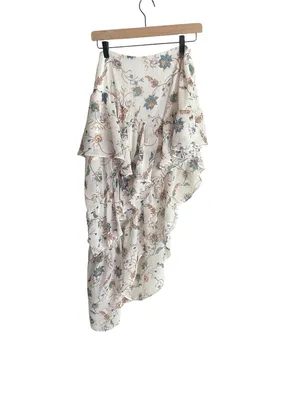 FOR LOVE & LEMONS Romy Tiered Maxi Skirt in Lurex Floral thumbnail 4
