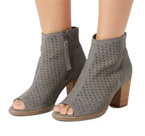 Toms Desert Taupe Suede Majorca Heeled Peep toe ankle Boot Women's size 7 thumbnail 1