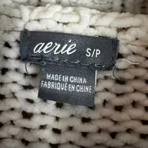 Aerie Chenille Knit Turtleneck Sweater Womens S White Oversized Cozy Slouchy thumbnail 5