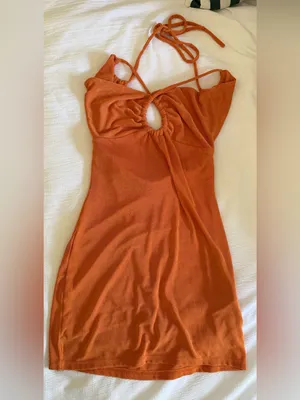 NWT Peppermayo Golden Girl Mini Dress Orange Halter Neck Party Dress Size 4 thumbnail 2