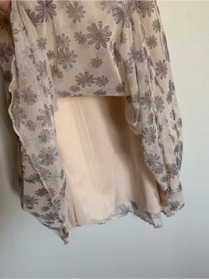 Altar'd State Cream Pink Floral Mesh Spaghetti Strap Mini Dress Ruched Size M thumbnail 7
