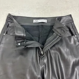 Zara Black Faux Leather High Rise Ankle Pants‎ Women's size US 4 thumbnail 5