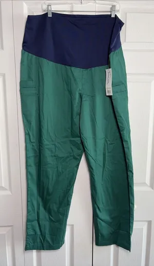 Butter-Soft Stretch Maternity Scrub Pants Womens Size 2X Green Navy Medical Work thumbnail 1