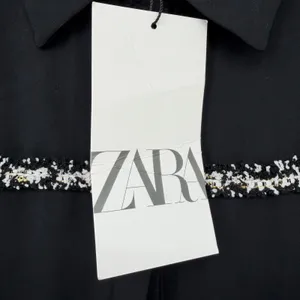 Zara Blouse Womens S Black Tweed Boucle Minimalist Workwear Classic Luxury Chic thumbnail 8