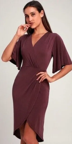 Lulus Dulcet Surplice Midi Dress Purple Size‎ Small thumbnail 1