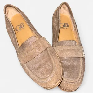Gianni Bini Coffee Brown Loafers with Silver Sparkles, Size 6 thumbnail 1